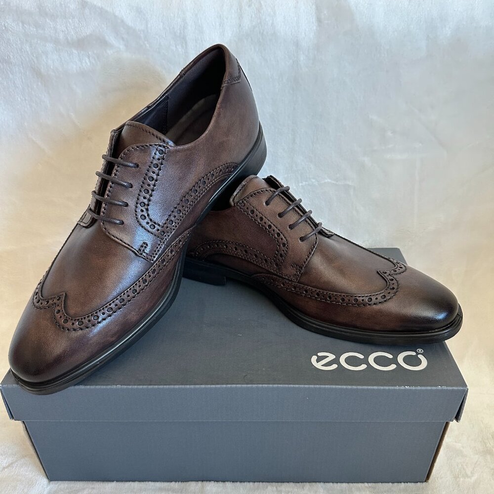 NIB! Ecco Mens Melbourne Lace Tie Casual Dress Oxfords 621664 Cocoa Brown Size10